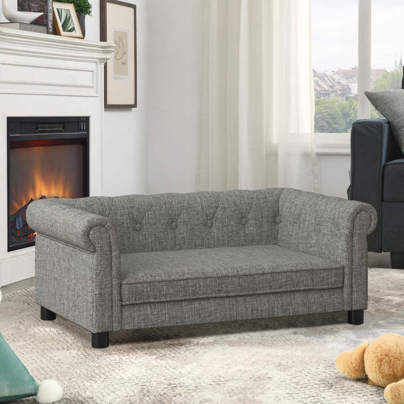Lit rectangulaire pour petits et moyens chiens, canapé-lit surélevé durable, canapé confortable pour chien, Gris clair