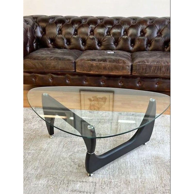 Weathers Modern Coffee Table – Tempered Glass Top, Manufactured Wood Base, Living Room Accent Table, Black