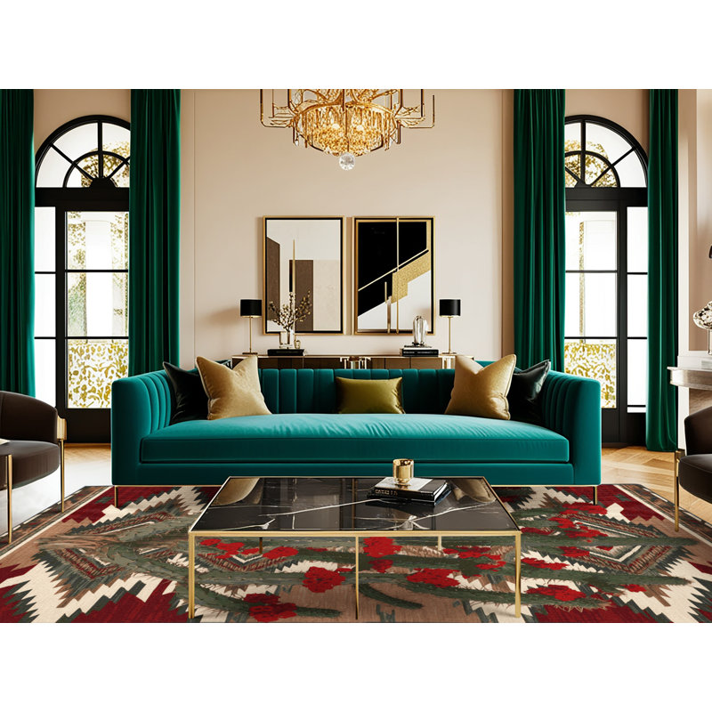 Washable Ocotillo Southwestern Area Rug, Runner 2' x 4'