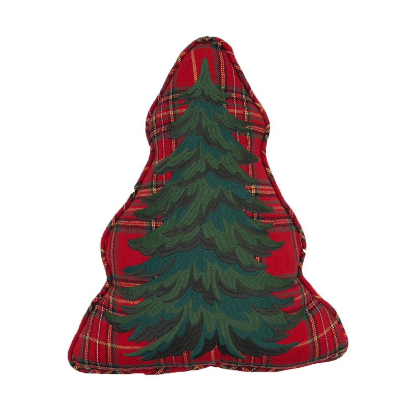 Coussin décoratif en forme d'épinette à motif pin de Noël 18 po x 15 po