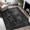 Tapis lavable 5X8, antidérapant, ne perd pas ses poils pour la salle à manger, le salon - lavable à poils courts noir / gris, chambre à coucher