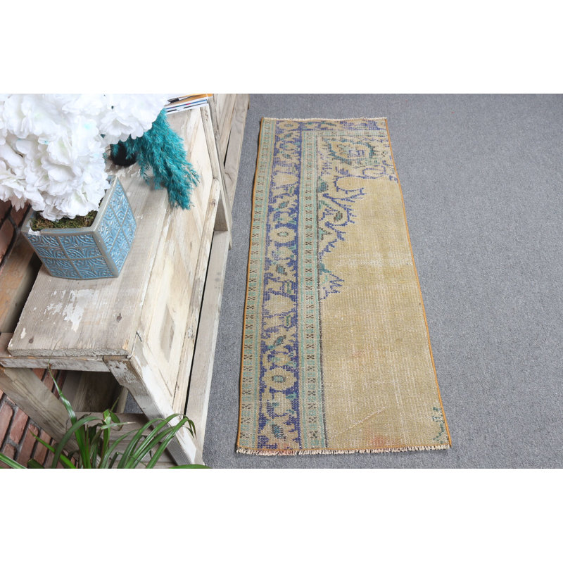 Vintage Turkish Door Mat In Pastel Colors Handwoven With Unique Pattern For Entryway Decor