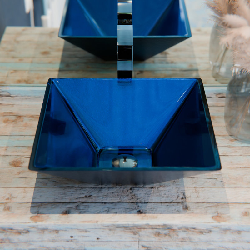 Novatto 17'' Glass Square Bathroom Sink
