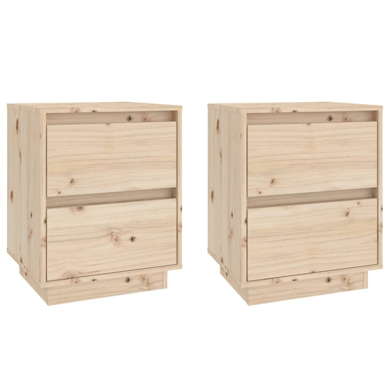 Garrell 40cm W Solid Wood Bedside Table, Oak, 1