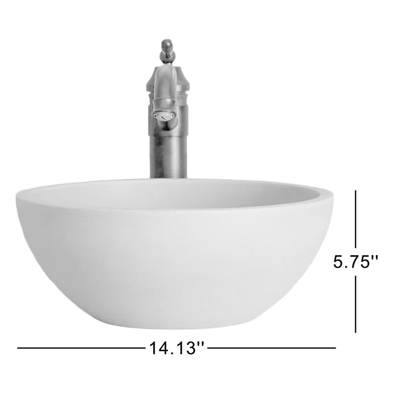Chevington Portland Collection 14 Inch Concrete Vessel Sink 14.13'' Concrete Circular Bathroom Sink, Smooth Gray