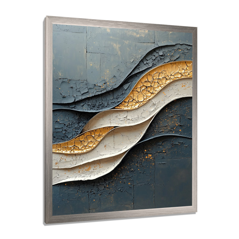 Sobieski - art mural abstrait, Argent argent, H 40 po x l 30 po, Reproduction encadrée d'une seule photo