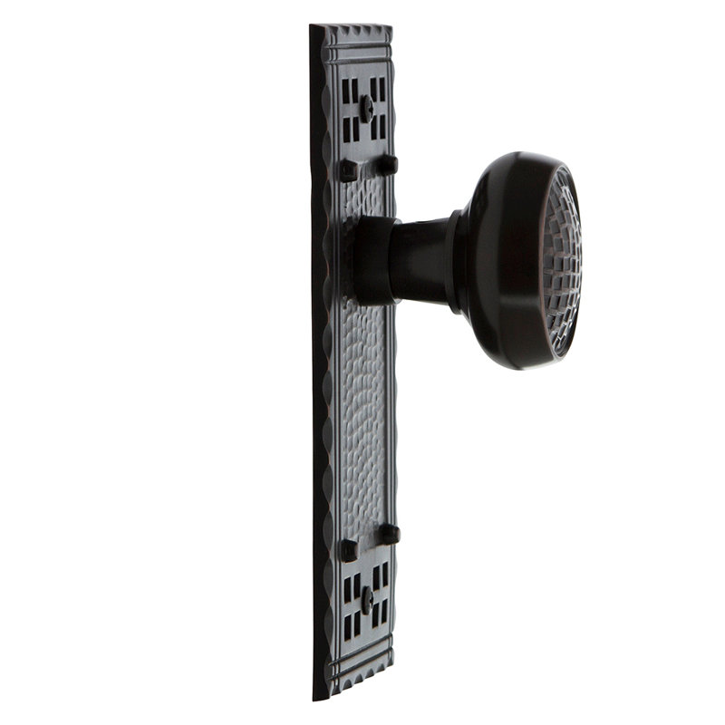 Plaque avec bouton de porte Craftsman, Bronze intemporel, 2.375