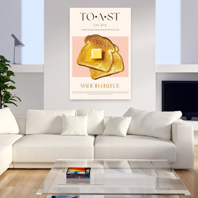 Golden Buttered Toast Classic Retro Vintage Wall Art
