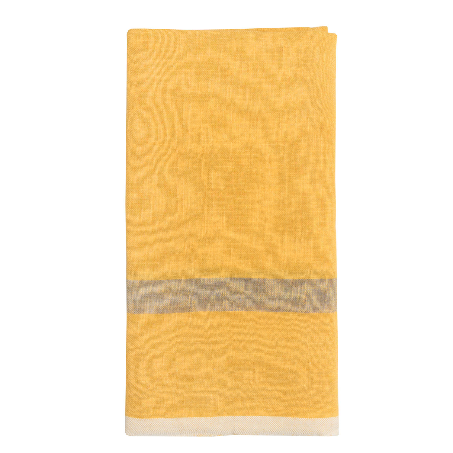 Stripe Tea Towel Kitchen Towel, Mustard/Gray