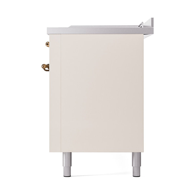 ILVE Nostalgie II Noblesse 60 in Dual Fuel Range 7 Burner, Griddle, Frenchtop, Antique White/Burnished, Natural Gas