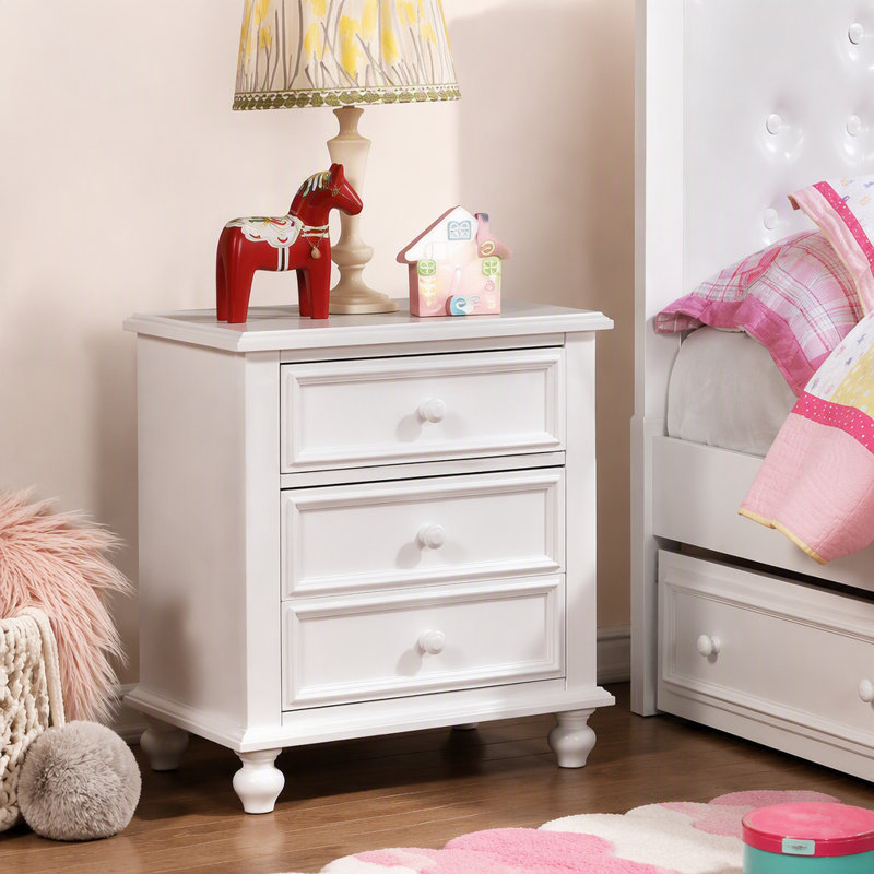 Wooden Nightstand With 2 Drawers, White