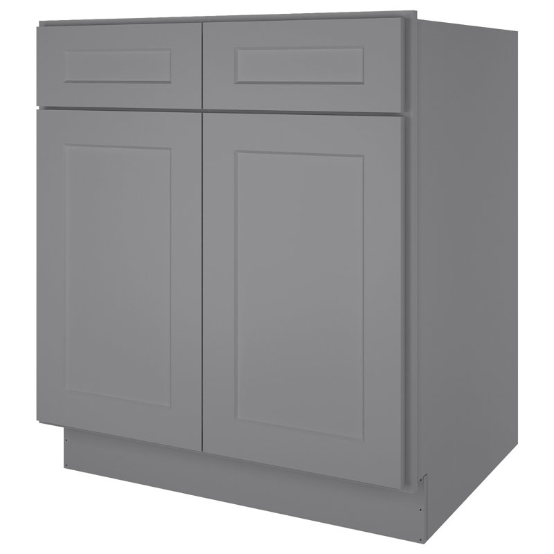 Ready-to-Assemble Kitchen Sink Base Cabinet with Adjustable Shelves and Soft Close, 34.5" H x 30" W x 24" D, Shaker Graystone