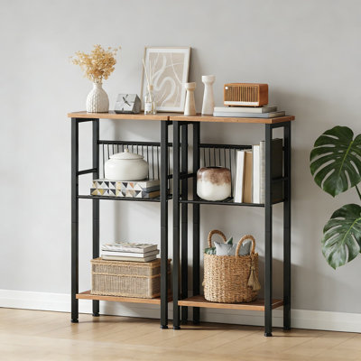 Console étroite pour les petits espaces, table d'entrée à 3 niveaux avec tablette en filet réglable, canapé-lit derrière le couloir et le salon, conception mince avec pieds réglables