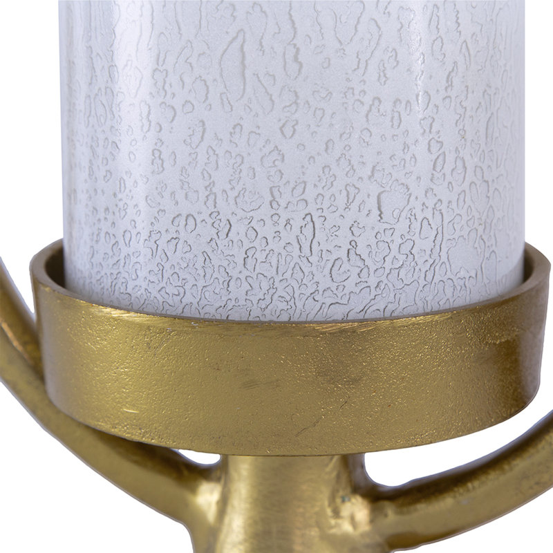 Ensemble de 2 bougeoirs Beth Bascom Hurricane, or, verre blanc 22, 27 pouces