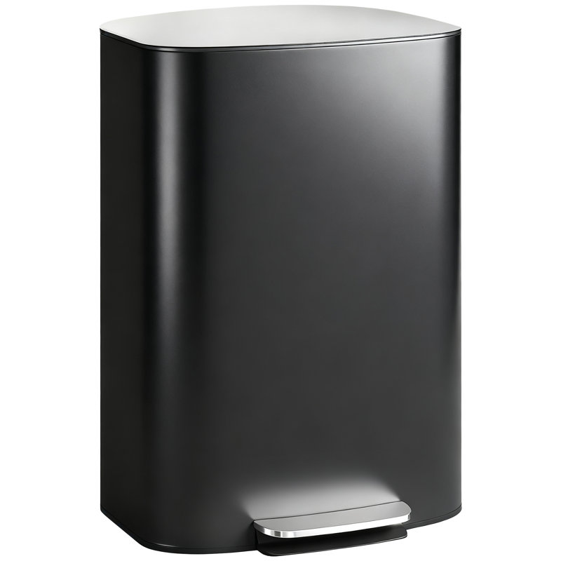 Pedal Bin with Soft-Close Lid, 50L Kitchen Bin with Carry Handle, Black