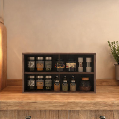 28.35 Inch Sleek Stackable Storage Display Cabinet, 2-Shelf Unit With Glass Sliding Doors, Classic Brown Particle Board Construction