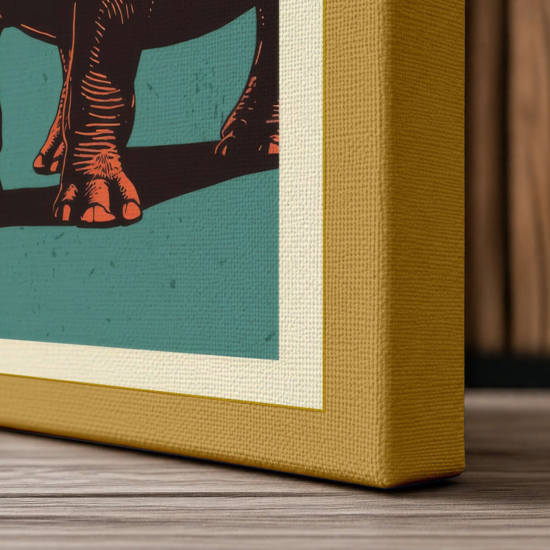 Hippopotamus Presence Rustic - Wrapped Canvas, 36x24 - 91.4 x 61.0 cm, Ochre Border