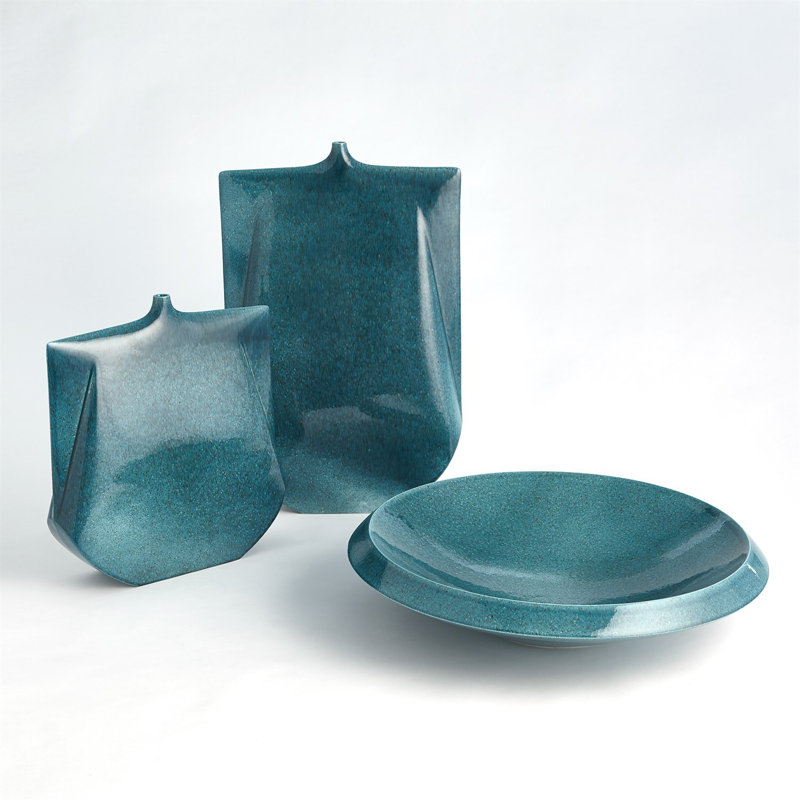 Kimono Vase, Teal, 15.5" H x 13.75" W x 4.25" D