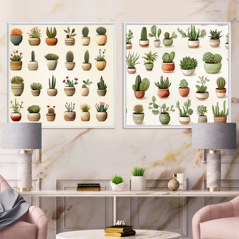 Stratford - Ensemble de 2 collages carrés floral et botanique, H 16 po x l 33 po, Cadre flottant blanc