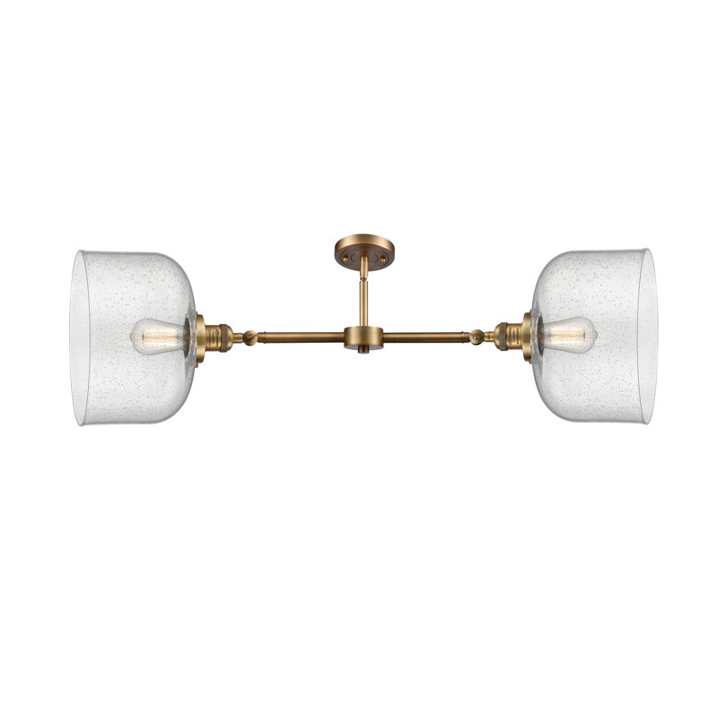 Bell 12" - 2 Light 21" Island Light, 6 Watt Vinage LED Bulb, Seedy, Brushed Brass