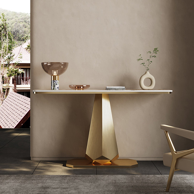 Console de style italien en pierre frittée., H 33,8 po x l 47,2 po x P 13,7 po