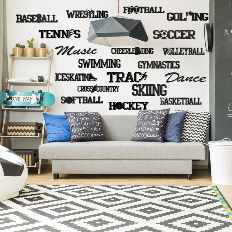 Hammered Black Steel Softball Word Wall Décor