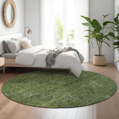 Tapis olive Prisco lavable à la machine de qualité supérieure