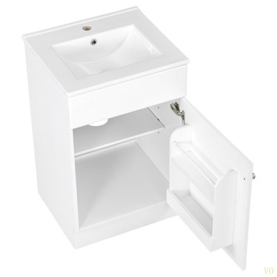 20" Bathroom Vanity With Sink, Vanity Cabinet With Door Shelf And Adjustable Shelf