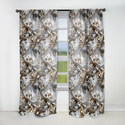 Grey And Gold Crystal Reflections Glam - Glam Curtain - Velvet Room Darkening - 1 Panel