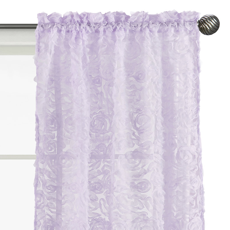 Paire de rideaux semi-transparents avec passe-tringle Rose