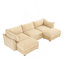 U Shape 3 Seater Deep Seat Sofa Couch With Ottomans,3-Seat Sofa With With 2 Movable Ottomans,Crescent-Shaped Armrests And Wraparound Back & Armrest Cushions, Oversized Modular Sectional Sofa With Stor-1557849690