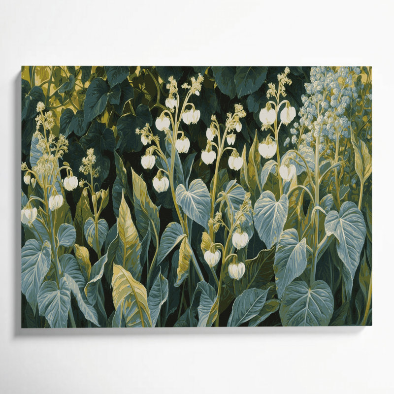 Art mural sur toile vert légumes et moutarde, H 12 po x l 18 po