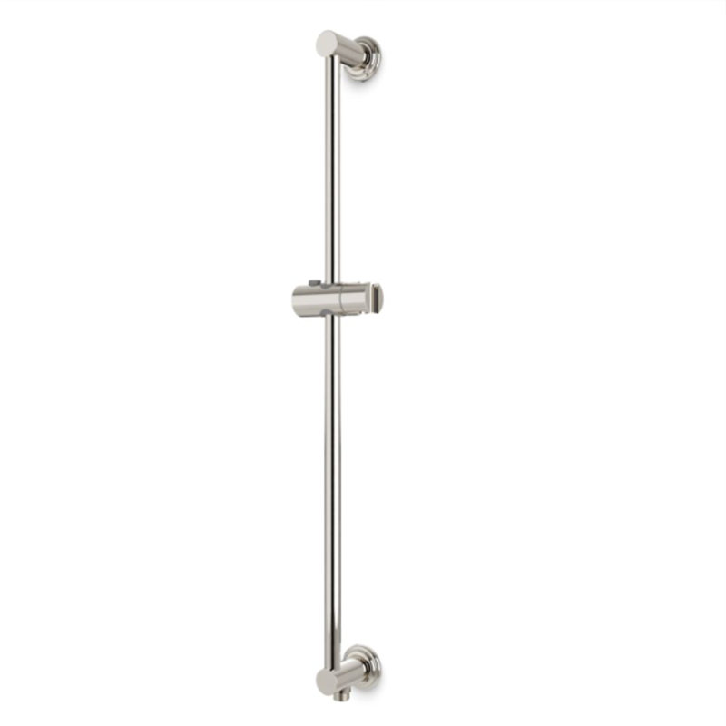 Barre coulissante avec sortie d'eau intégrée et écussons classiques, Nickel poli