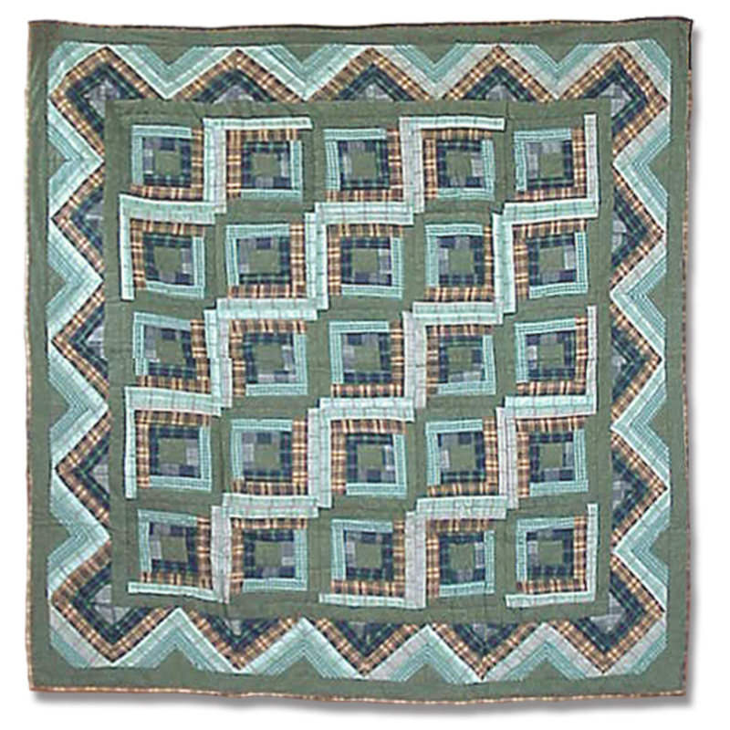 Log Cabin Quilted Throw Blanket