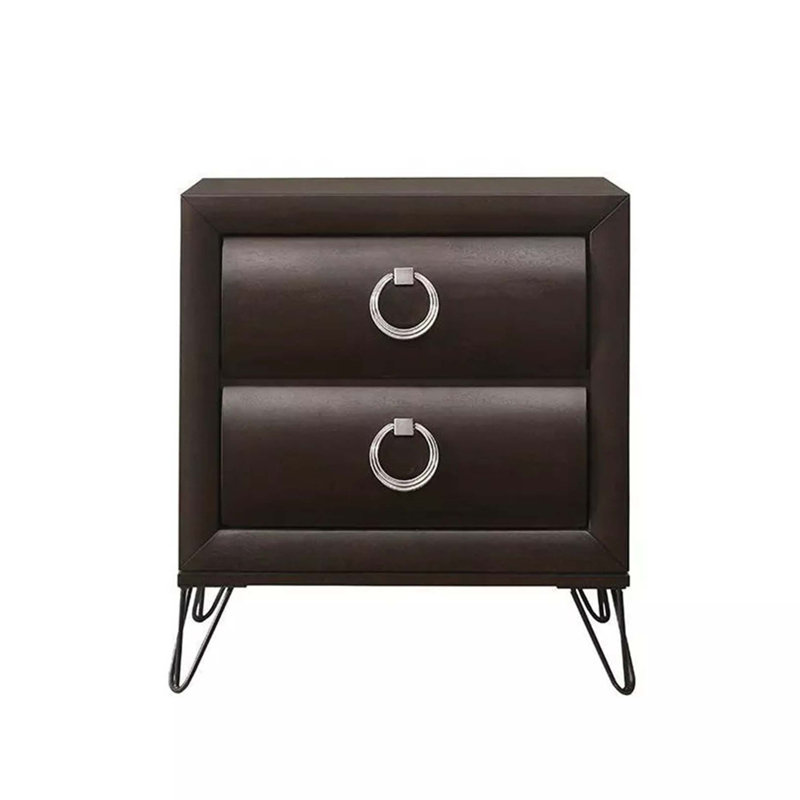 2 Drawers Nightstand With Ring Pulls