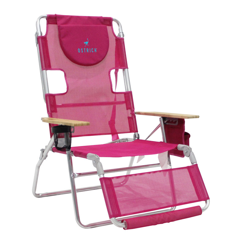 Chaise longue d'extérieur à haut dossier avec repose-pieds Ostrich The Altitude 3N1, rose, Rose