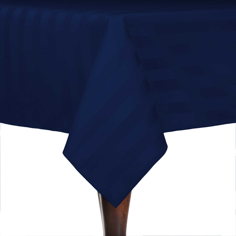 Ultimate Textile Satin Stripe Rectangular Tablecloth, 10, Wedgewood, 96" x 54"