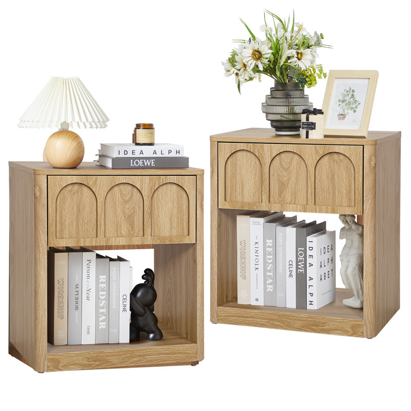 Table de chevet 19 tiroirs l 19,69 po, Natural