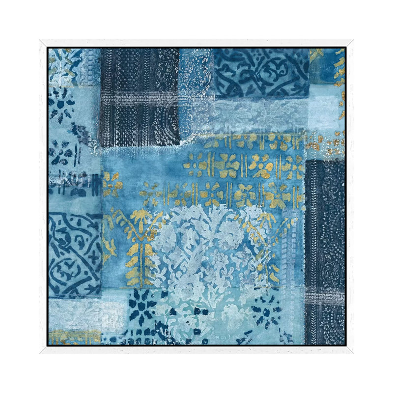Alhambra III Indigo - Print on Canvas, 66.04cm H x 66.04cm W x 3.81cm D, White Framed