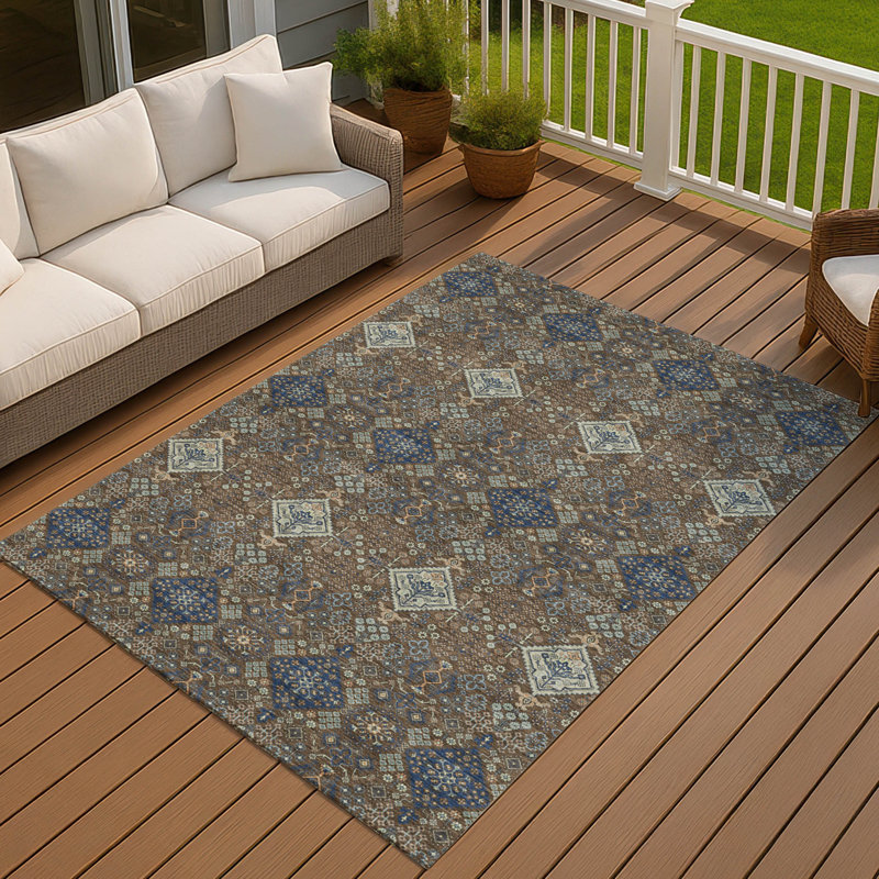 Machine Washable Indoor/Outdoor Chantille ACN2477 Global Rug, 10' x 14', Chocolate