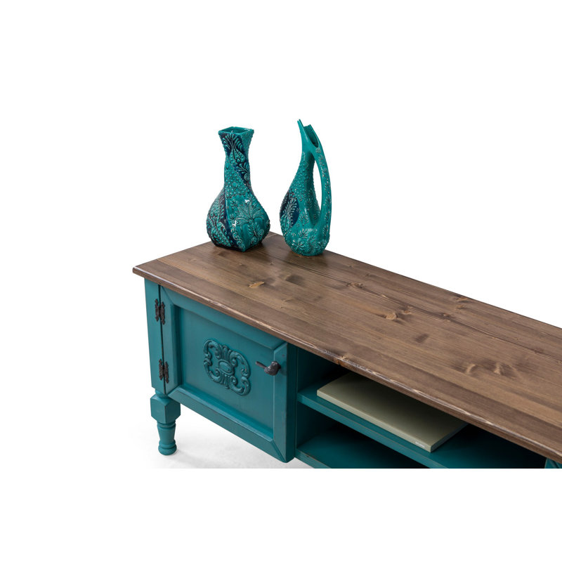 Keikei Unfinished TV Stand, Blue