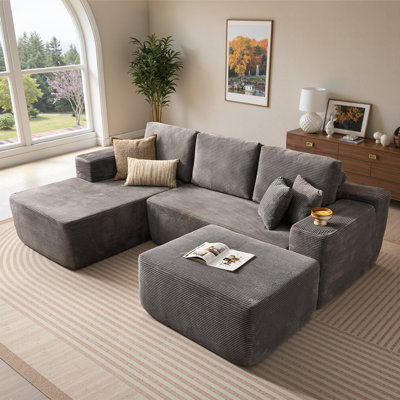Canapé modulaire rembourré en forme de L avec repose-pieds de 106 po Boneless