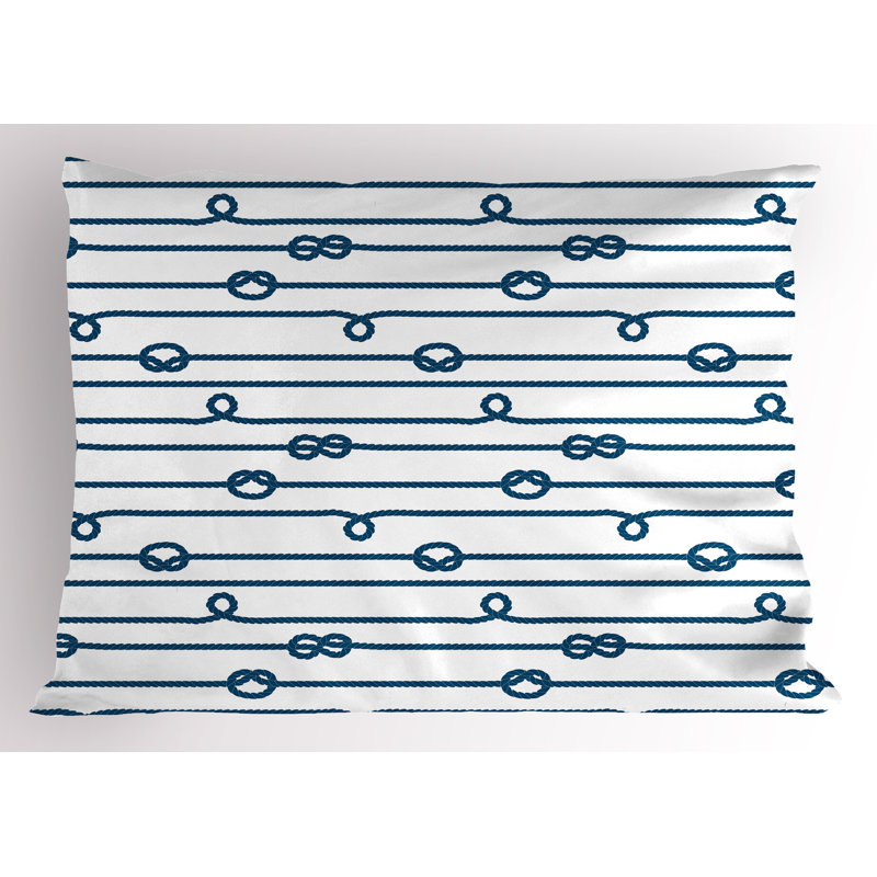 Nautical Navy and White Microfiber Pillow Shams 36" x 20"