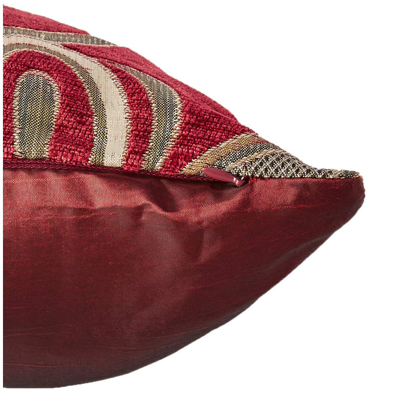 Burgundy Floral Polyester 18" x 18" Decorative Throw Pillow
