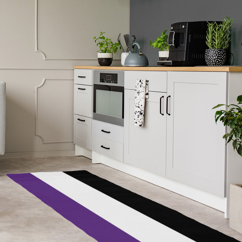 Tapis mauve rayé/noir de zone, Tapis de couloir 2 pi 6 po x 8 pi