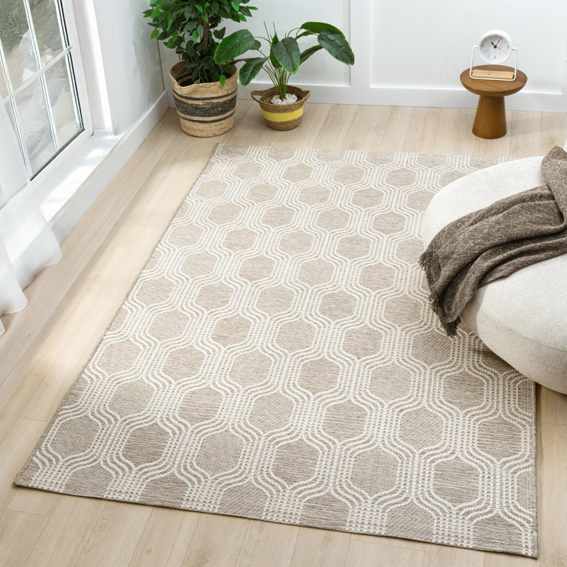 Tapis d'extérieur à motif géométrique marocain, Rectangle 6 pi x 9 pi