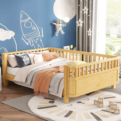Full Size Wood Platform Bed, Wood Low Profile Full Bed With Rails