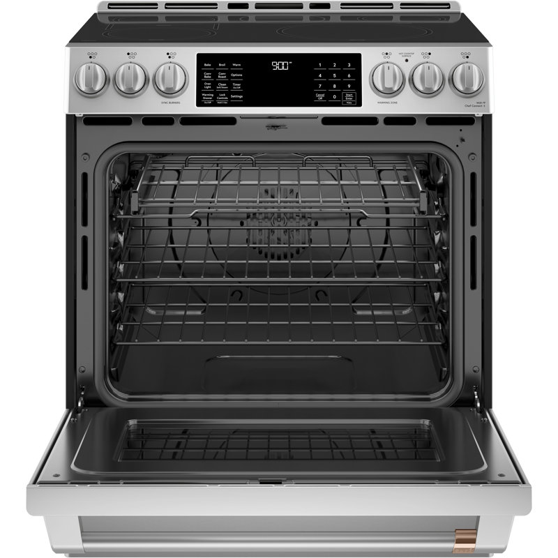 Café 30" 5.7 cu. ft. Slide-in Electric Range with Induction Cooktop, Stainless Steel