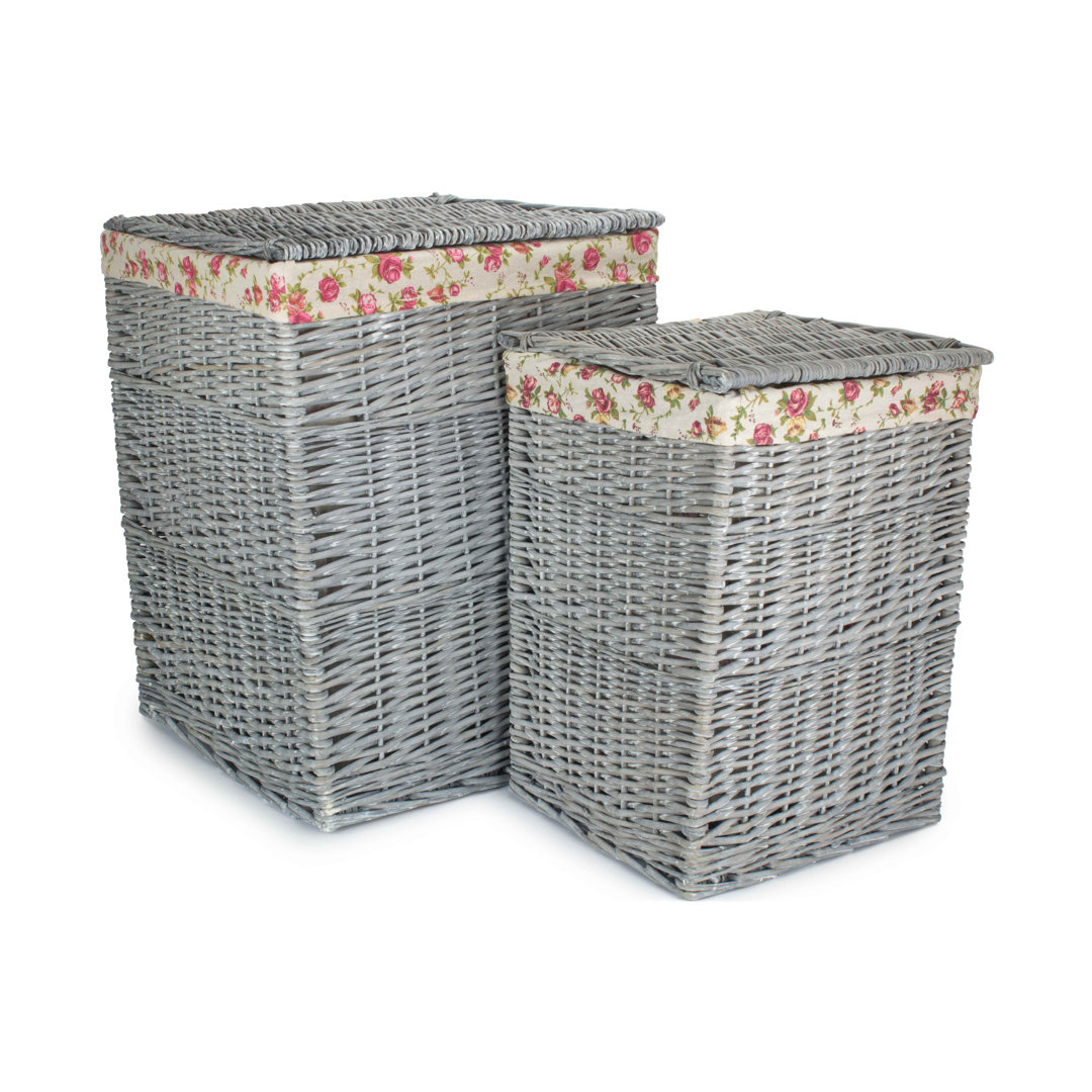 2 Piece Wicker Laundry Basket set with Lining