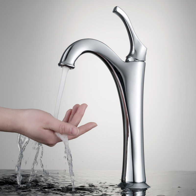 Kraus Elavo 14-inch White Ceramic Bathroom Vessel Sink and Arlo Faucet Combo Set with Pop-Up Drain, Chrome